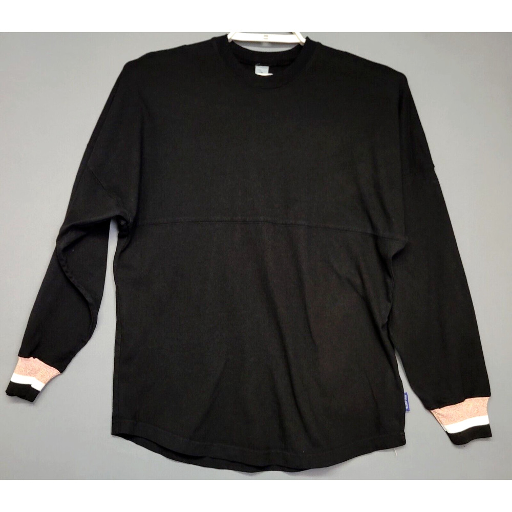 Spirit Jersey Oversized Topβ Womens S Black Pink Shimmer Long Sleeves Tee New